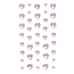 Lyserde rhinstenshjerter selvklbende 40 stk