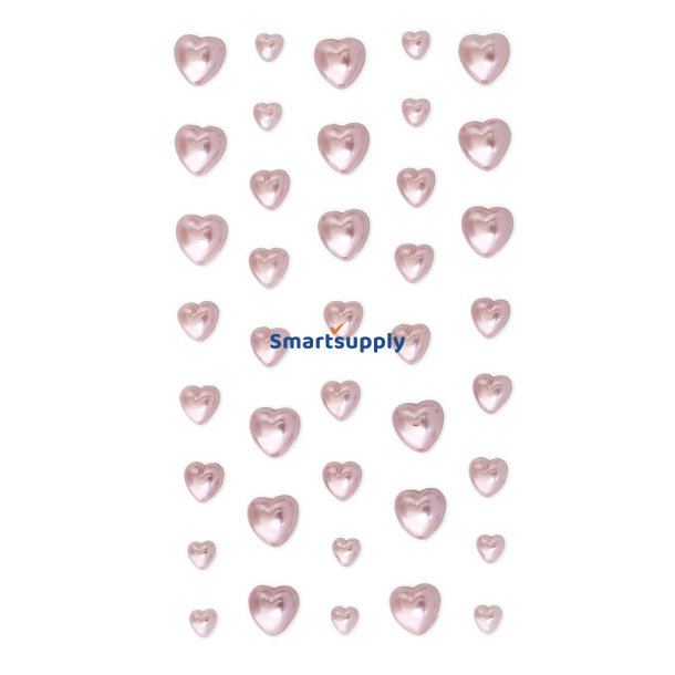 Lyser�de rhinstenshjerter selvkl�bende 40 stk