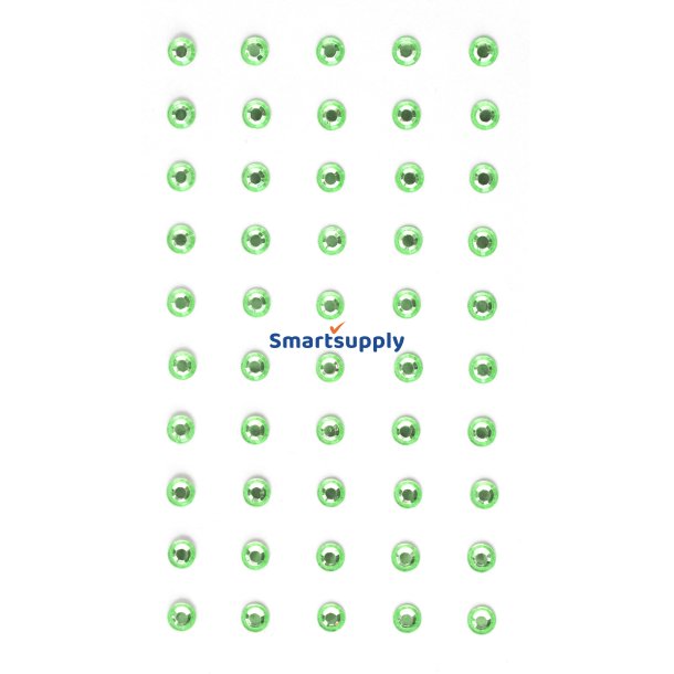 Lysrgrnne rhinsten selvklbende bagside 5mm, 50 stk