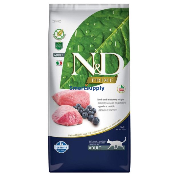 Farmina N &amp; D Prime Lamb &amp; Blueberry - Trfoder Til Kat - 5 Kg