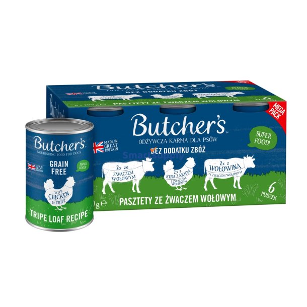 BUTCHER'S Original Mega pack mix tripe loaf recipe - vdt hundefoder - 6 x 400g