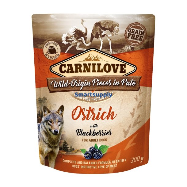 Carnilove Hundepose Struds &amp; Brombr - Vdfoder Til Hunde - 400G