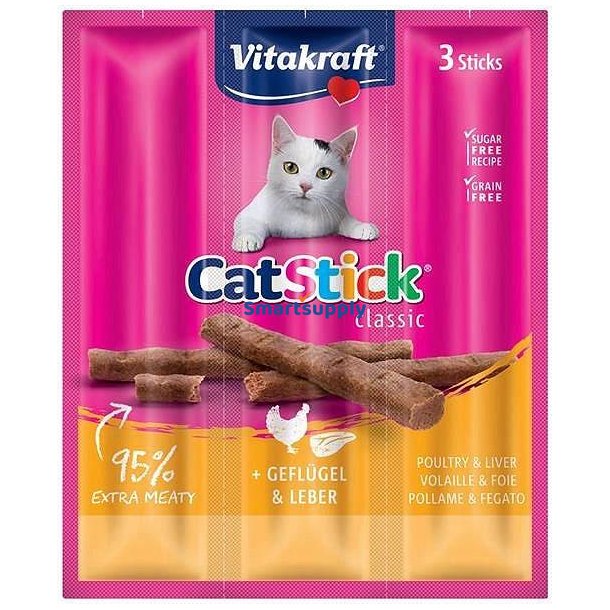 Vitakraft Catstick Mini Med Fjerkr Og Lever - Kattegodbidder - 3 Stk