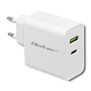 Qoltec 51718 Oplader | 45W | 5-20V | 2.4-3A | USB type C PD | USB | hvid