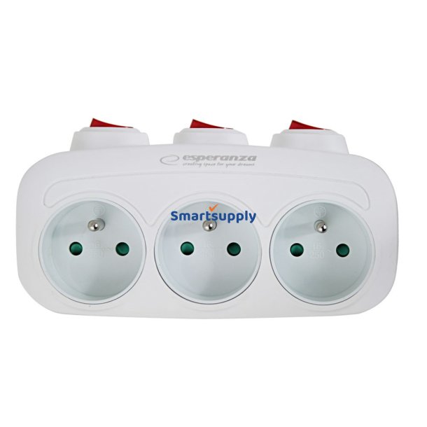 Esperanza Elk307w Elektrisk Splitter 3 Stikkontakter Hvid