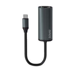 SAVIO Adapter USB-C 3.1 Gen.1 (M) til RJ-45 Gigabit Ethernet (F), 1000 Mbps, AK-56, gr