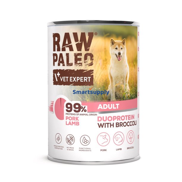 RAW PALEO Duoprotein Pork & Lamb Adult - vdfoder til hunde - 400g