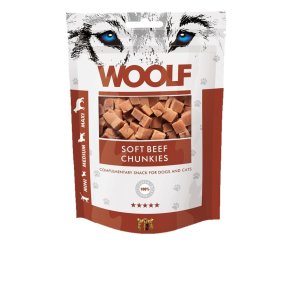 WOOLF Soft Beef chunkies - godbidder til hunde og katte - 100g