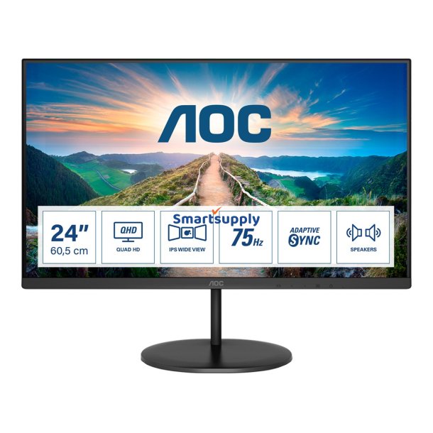 Aoc V4 Q24v4ea Led-Skrm 60,5 cm (23,8") 2560 X 1440 Pixels 2K Ultra HD Black