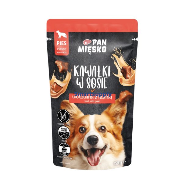 PAN MISKO Pieces in sauce Beef with goat - vdfoder til hunde - 150g