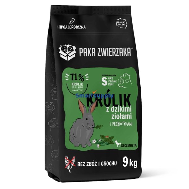 PAKA ZWIERZAKA Puppy Rabbit with wild herbs S - trfoder til hunde - 9kg