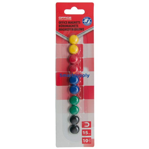 Magneter 15mm assorteret farver 10 stk