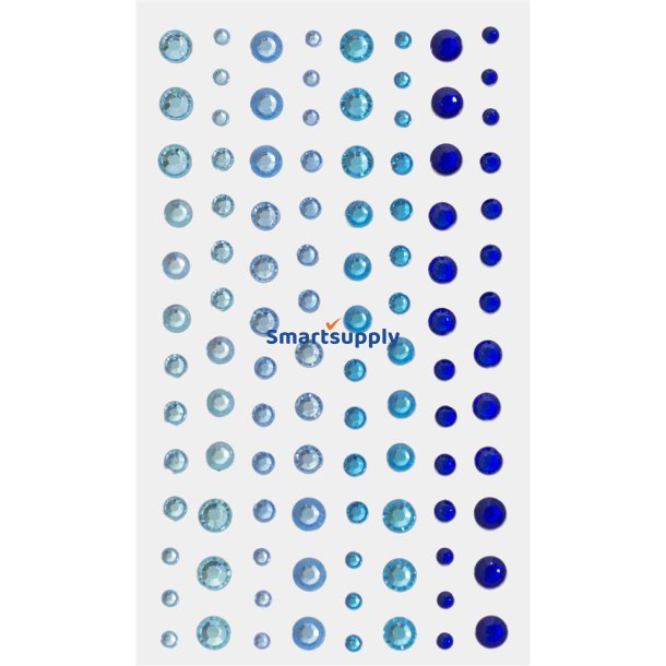 Mix bl rhinsten m. selvklbende bagside 3-6mm, 104 stk.