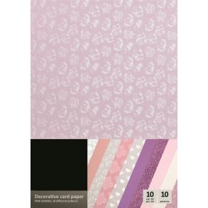 Mix pink roser og hjerter karton papir A4, 210-250g, 10 ark