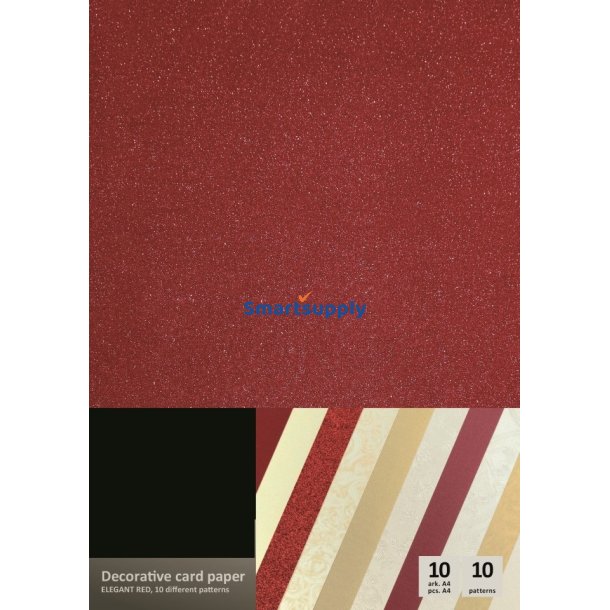 Mix rd/beige karton papir A4, 210-250g, 10 ark