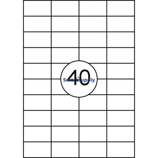 Multi labels print selv 40 pr. ark 48.5x25,4mm - 100 ark