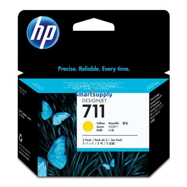 Multipack 3 stk HP 711 Gul blkpatron 29ml original