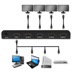 Qoltec 51798 Aktiv HDMI Splitter 4 x HDMI 4K x 2K | 3,4 Gb/s