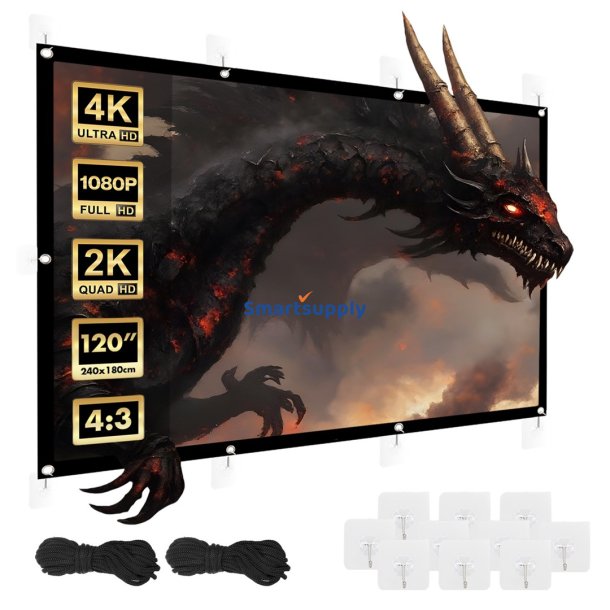 Maclean-projektionslrred, 120", 240x180cm, 25mm kant 4:3, spndekroge, MC-169