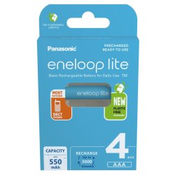 Genopladelige batterier PANASONIC ENELOOP LITE AAA 550 mAh 4 szt (BK-4LCCE/4CP)