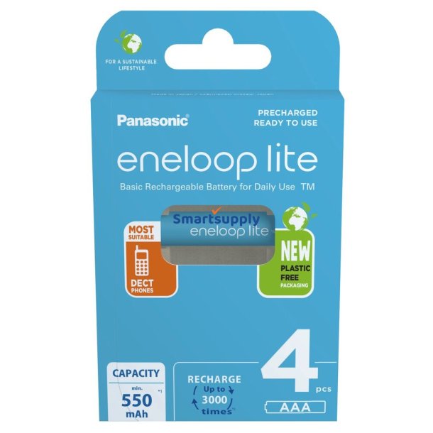 Genopladelige Batterier Panasonic Eneloop Lite Aaa 550 mAh 4 Stk (Bk-4Lcce/4Cp)