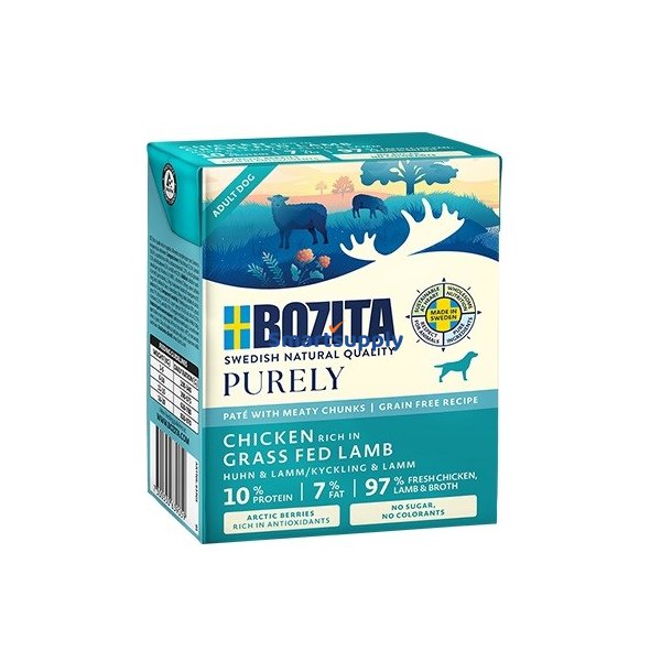 Bozita Purely Pat&eacute; Duoprotein Kylling Og Lam - Vdfoder Til Hunde - 370G