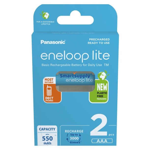 Genopladelige Batterier Panasonic Eneloop Lite Aaa 550 mAh 2 Stk (Bk-4Lcce/2Cp)