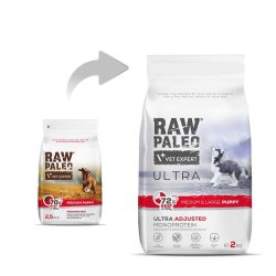 RAW PALEO Ultra Medium&Large Puppy Beef - trfoder til hvalpe - 2 kg
