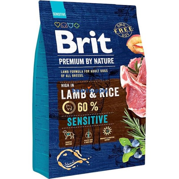 Brit Premium By Nature Sensitive Lam Med Ris - Trfoder Til Hunde - 3 Kg