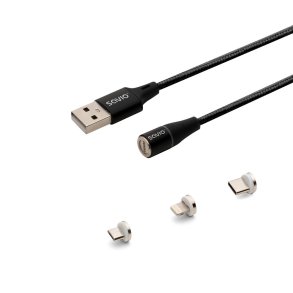 Savio CL-152 USB-kabel 1 m USB 2.0 USB C Micro USB A/Lightning Sort