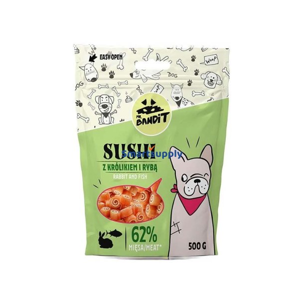 MR. BANDIT SUSHI med kanin og fisk - hunde delikatesse - 500 g
