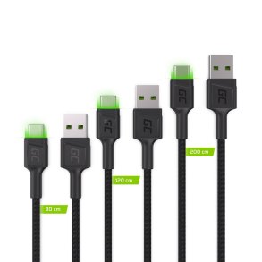 Green Cell KABGCSET01 USB-kabel 2 m USB A USB C Sort