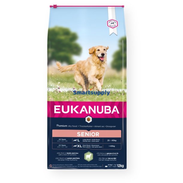 Eukanuba Senior Large &amp; Giant Lam Med Ris - Trfoder Til Hunde - 12 Kg