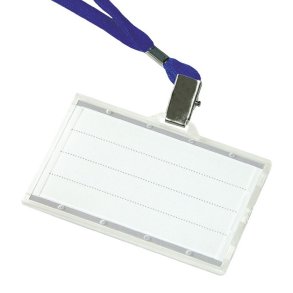 Navneskilte med bl snor transparent 90x56 mm - 5 stk