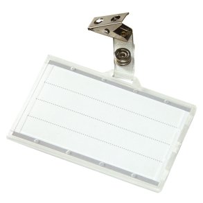 Navneskilte med clip transparent 85x55 mm - 50 stk
