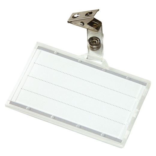 Navneskilte med clip transparent 85x55 mm - 50 stk
