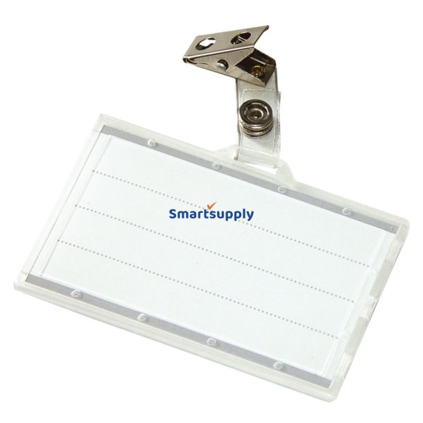 Navneskilte med clip transparent 85x55 mm - 50 stk