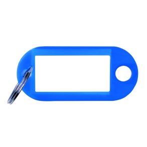 Nglevedhng 10 stk med etiket og ring 50x20mm - bl