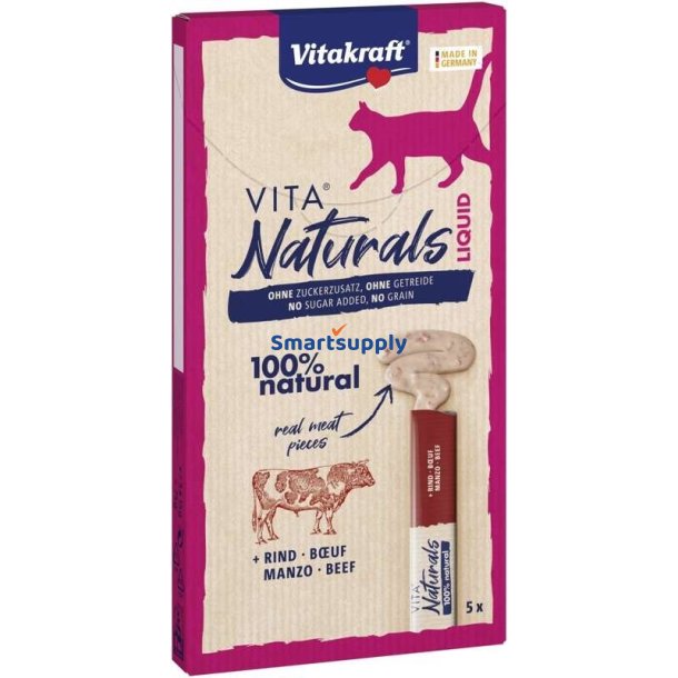 Vitakraft Vita Naturals Flydende Oksekd - Kat Godbid - 5X15 G