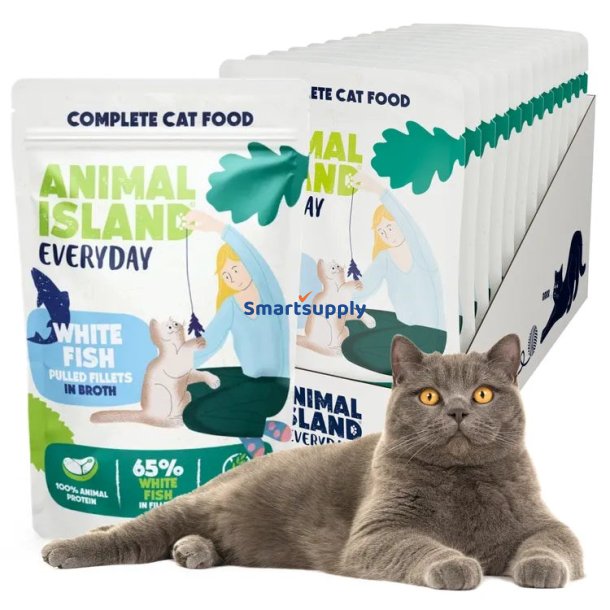 Animal Island Everyday Hvide Fiskefileter I Bouillon - Vdfoder Til Katte - 12 X 85G