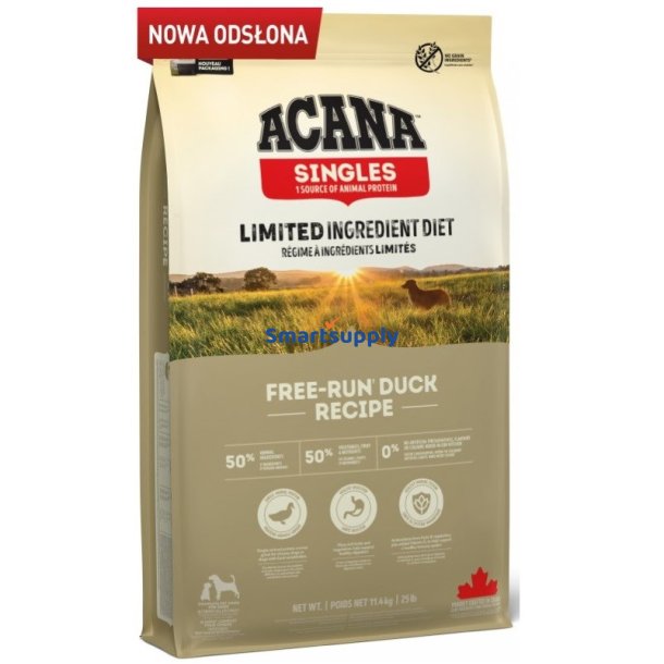 Acana Singles Free-Run Duck - Trfoder Til Hunde - 11,4 Kg