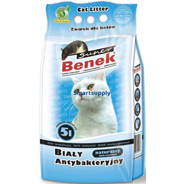 Super Benek White Antibacterial - Kattebakkeklumpning 5 L