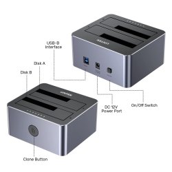 Unitek Cloning Station 2X SATA 2,5"/3,5" USB 5Gb