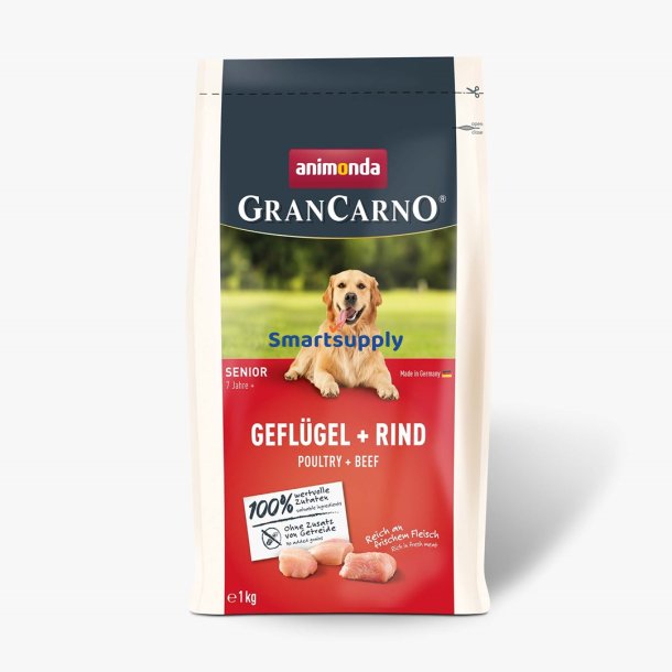 Animonda Gran Carno Senior Fjerkr Med Oksekd - Trfoder Til Hunde - 1 Kg