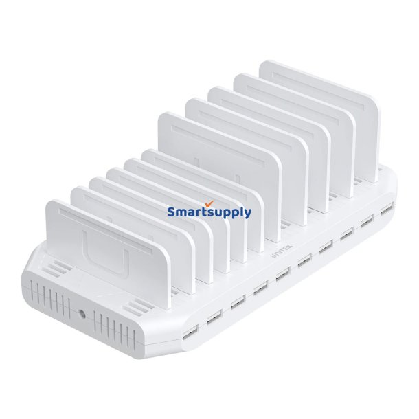 Unitek Ladestation 10X USB 2.4A 60W Hvid