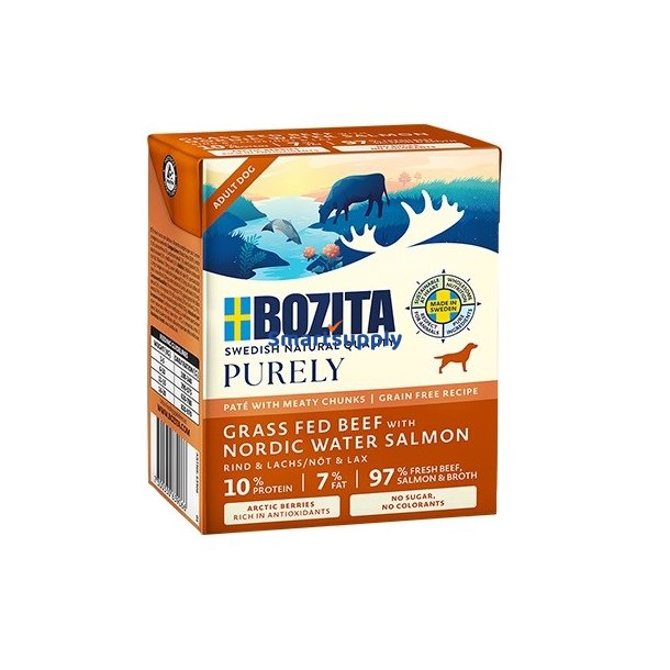 Bozita Purely Pat&eacute; Duoprotein Oksekd Og Laks - Vdfoder Til Hunde - 370G
