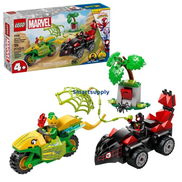 Lego Marvel 11198 Spin Og Electro Dinosaur Vehicle Chase