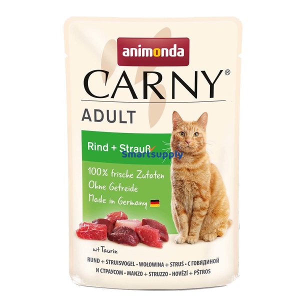 Animonda Carny Adult Oksekd Og Struds - Vdfoder Til Katte - 85G