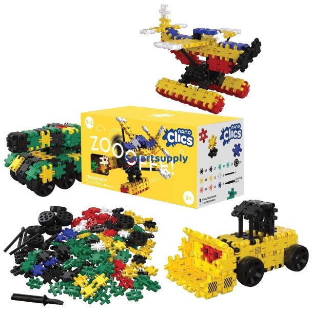 Byggeklodser Nano Clics - Transport Builders - 250 Elementer (Nc007)