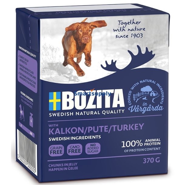 BOZITA Vdt hundefoder Stykker i gel Kalkun 370 g